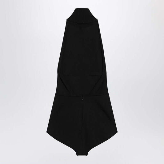 Max Mara Black turtleneck bodysuit in viscose crêpe