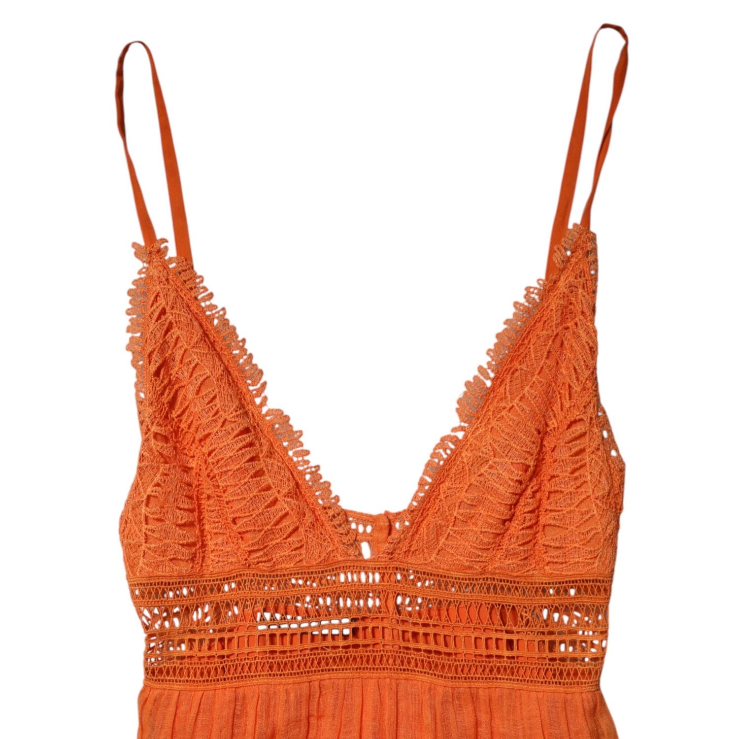 Alberta Ferretti Orange Lace Bustier Layered Maxi Dress