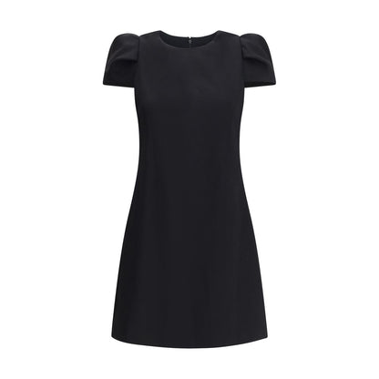 Alexander McQueen Black Wool Casual Dress with short sleeves and fitted silhouette.