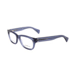 Alexander McQueen Blue Acetate Frames with transparent blue design and acetate material, model AMQ4223BMP, measures 52/17/140 mm.