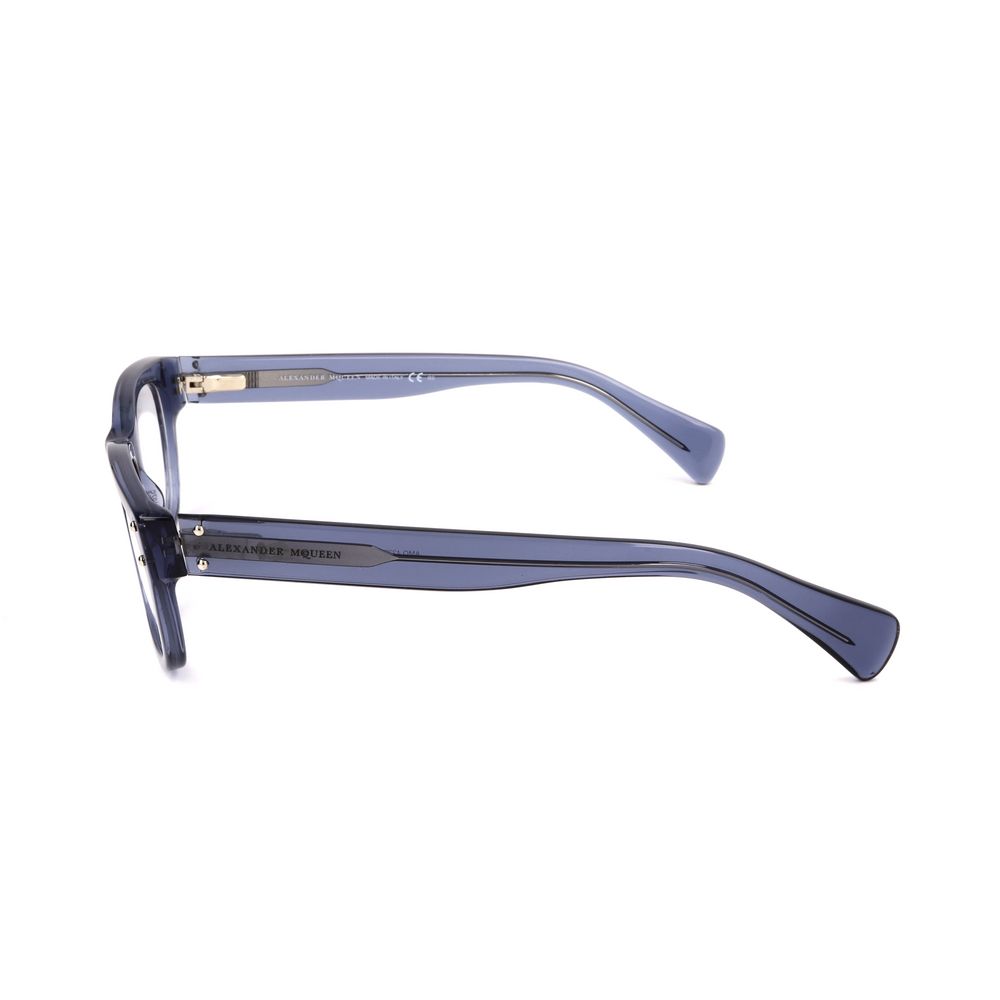 Side view of Alexander McQueen Blue Acetate Frames with transparent blue color, model AMQ4223BMP, size 52/17/140 mm.