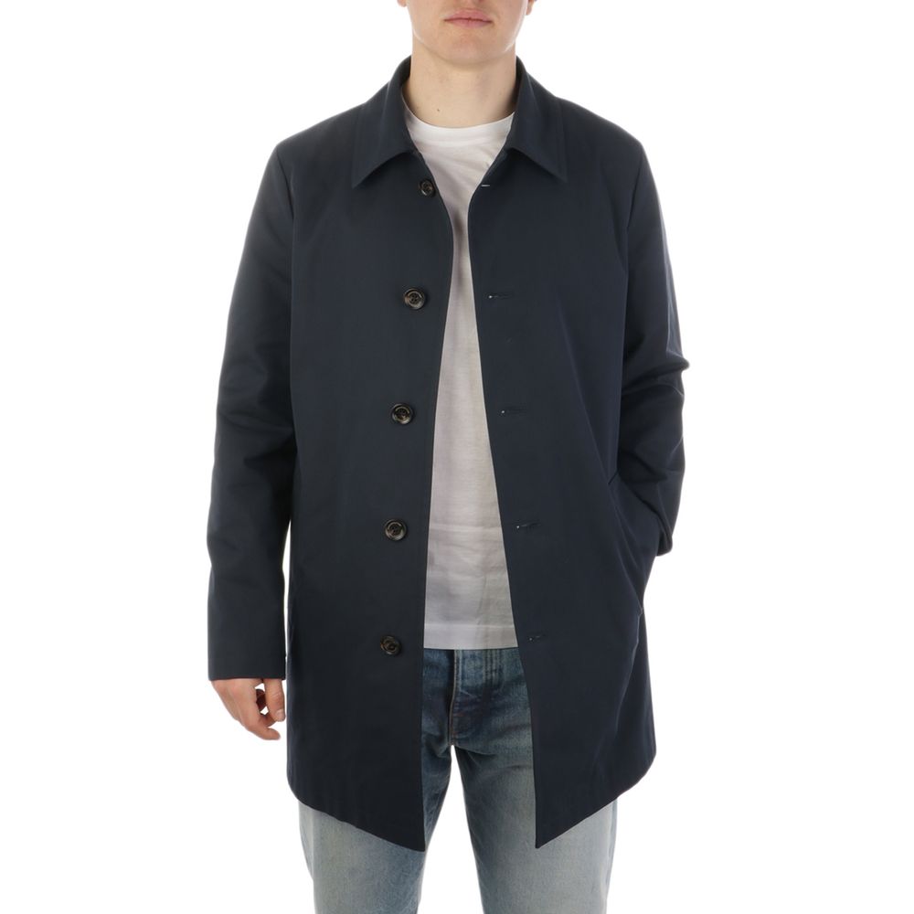 Aquascutum Blue Cotton Men's Trench Coat