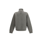 Back view of Axel Arigato Core zip-up Cardigan in grey with high collar and ribbed trims, showcasing contemporary style and comfort.