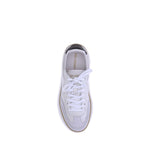 Axel Arigato Dice T-toe Sneaker in white, featuring front lace-up design, smooth leather and suede, top view.
