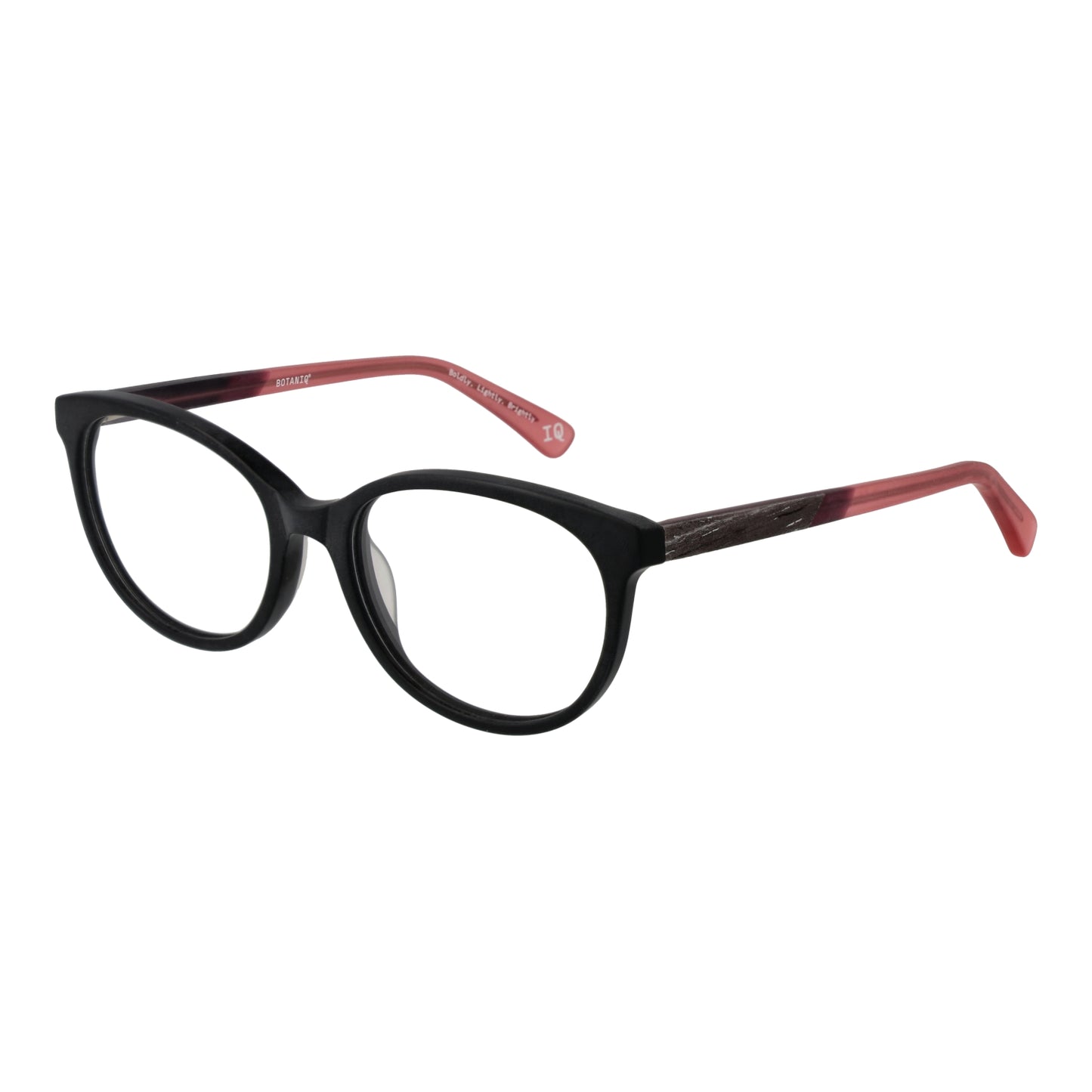 Stylish women's eyeglasses BOTANIQ MOD. BIO-1002 52104, featuring sleek black and pink frame, ideal for a modern lady.