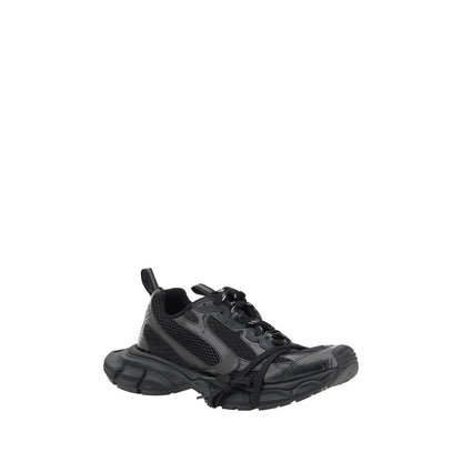 Balenciaga Black Rubber Athletic Sneakers showcasing bold chunky design with multiple laces and textured sole.