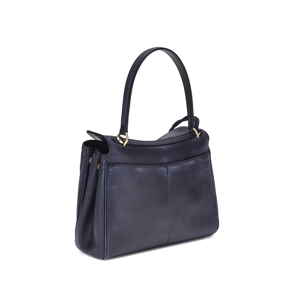 Balenciaga Rodeo Small Shoulder Bag in used-effect leather with top handle and removable strap, rear view.