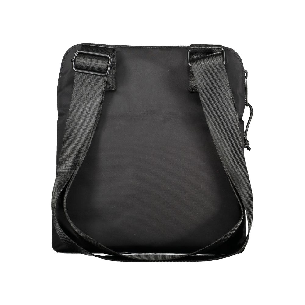 Bikkembergs Black Nylon Shoulder Bag with adjustable strap, external and internal pockets, zip closure, and logo detailing.