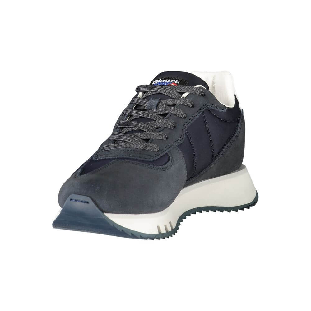 Blauer Blue Leather Men Sneaker with bold blue palette and contrasting design, featuring iconic Blauer logo.