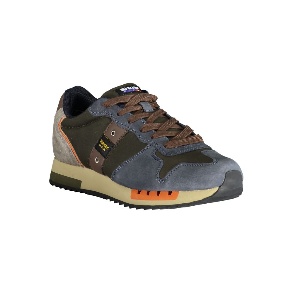 Blauer Blue Polyester Sneaker sports shoe with laces, contrasting details, print and logo.