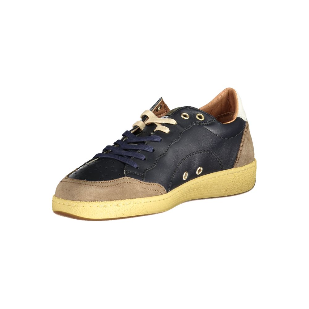 Blauer Brown Polyester Sneaker with contrasting details, sports shoe with laces, featuring print and logo.