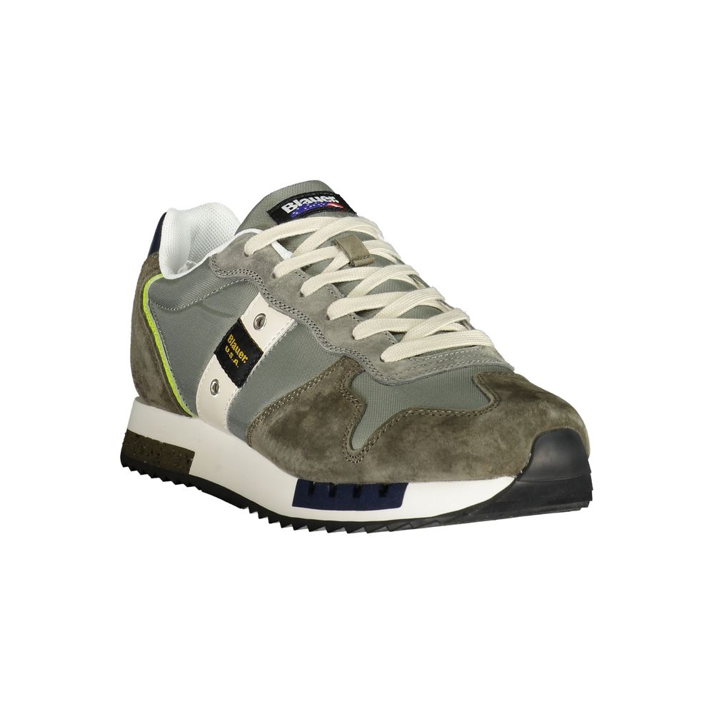Blauer Green Polyester Mens Sneaker with contrasting details, personalized interchangeable lace, and removable footbed for tailored fit.