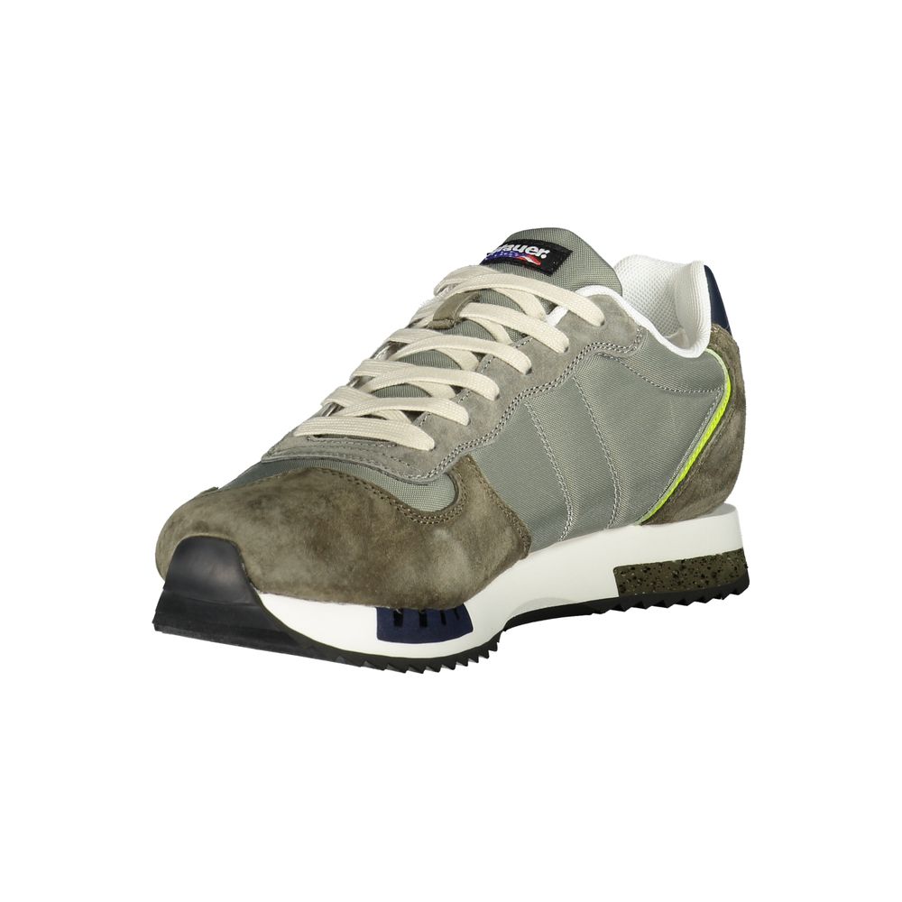 Blauer Green Polyester Mens Sneaker showcasing stylish design and comfort with interchangeable laces and removable footbed.