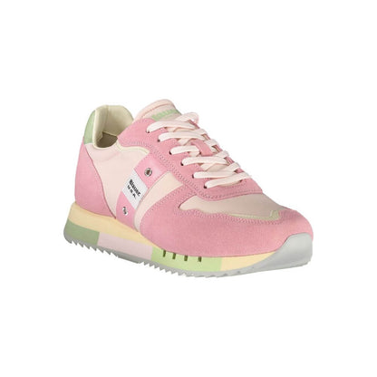 Blauer Pink Leather Women Sneaker with contrasting details and iconic logo for a chic, sporty style.