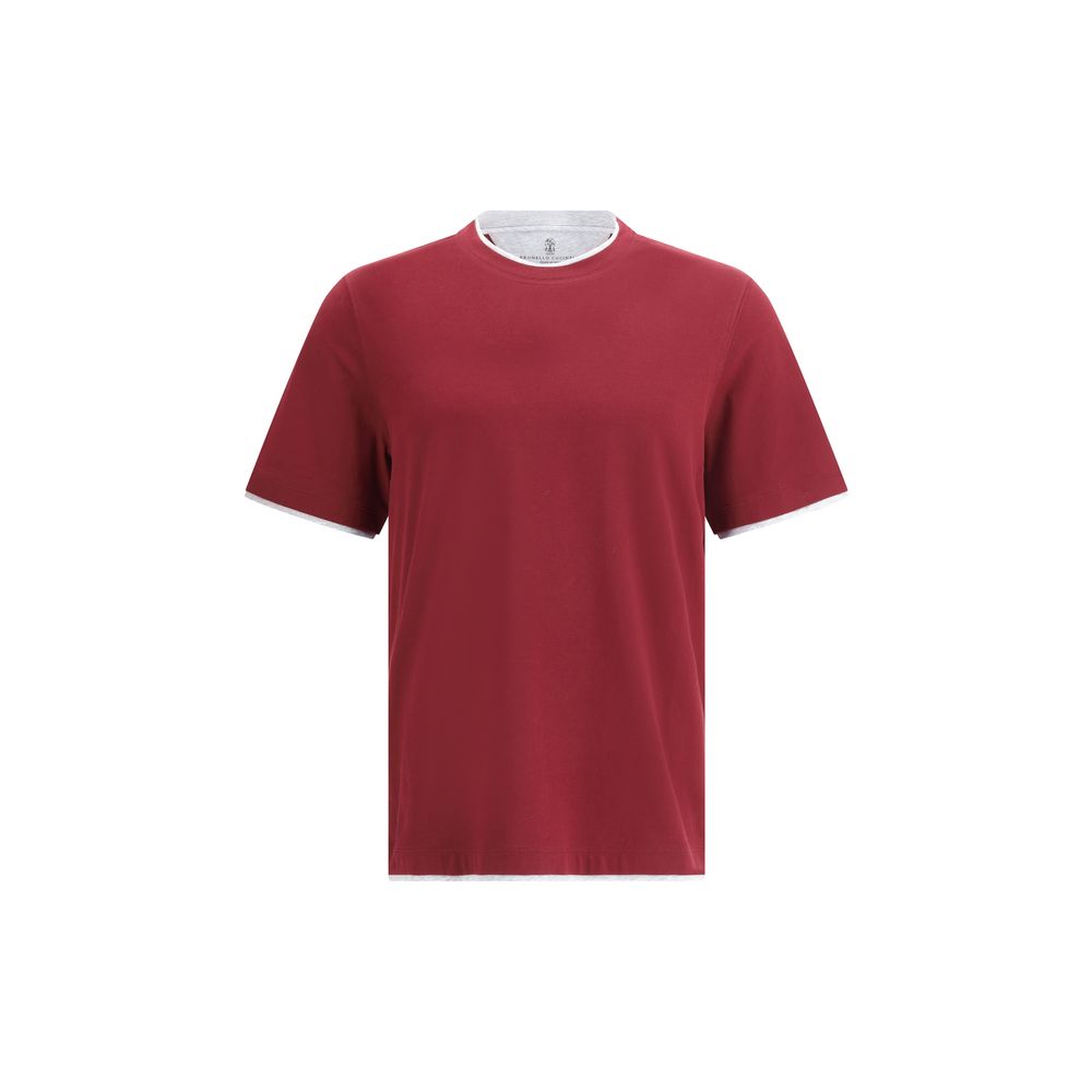 Brunello Cucinelli Bordeaux Cotton T-Shirt