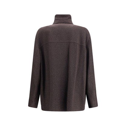 Back view of Brunello Cucinelli Brown Cashmere Coat showcasing regular fit and high-quality craftsmanship.