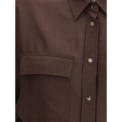 Brunello Cucinelli Brown Polyester Dress Shirt