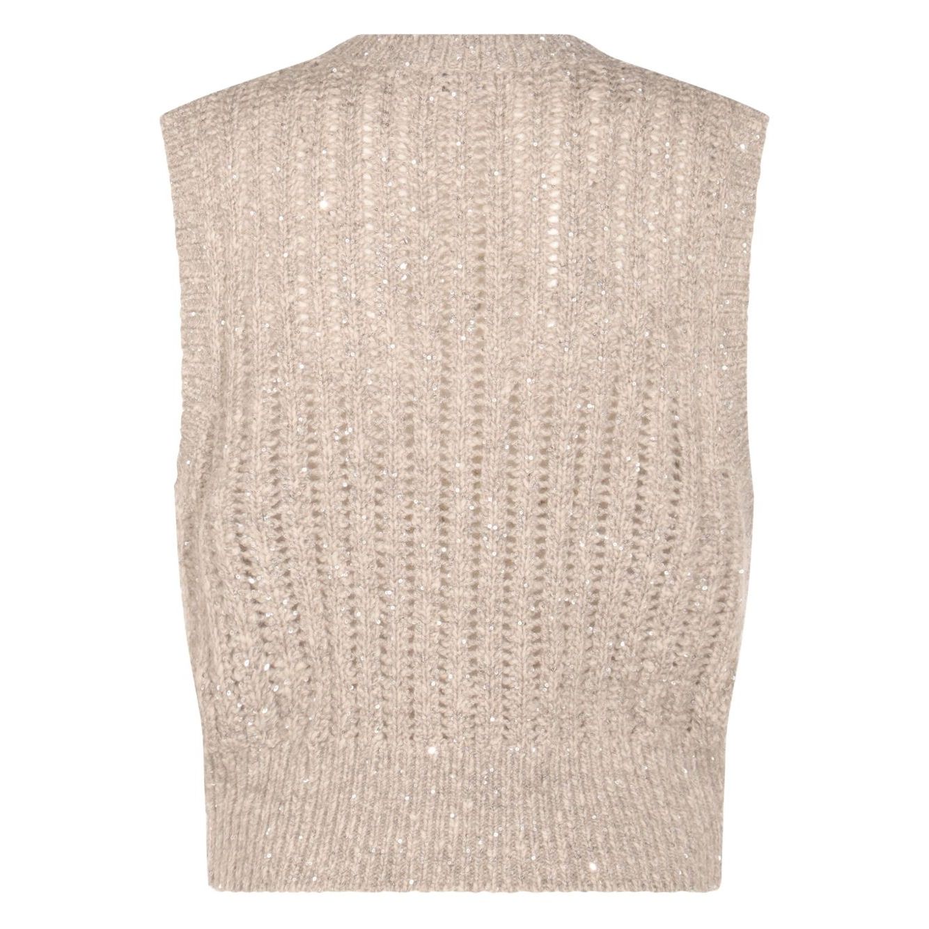 Brunello Cucinelli Natural Knitted Crewneck Vest