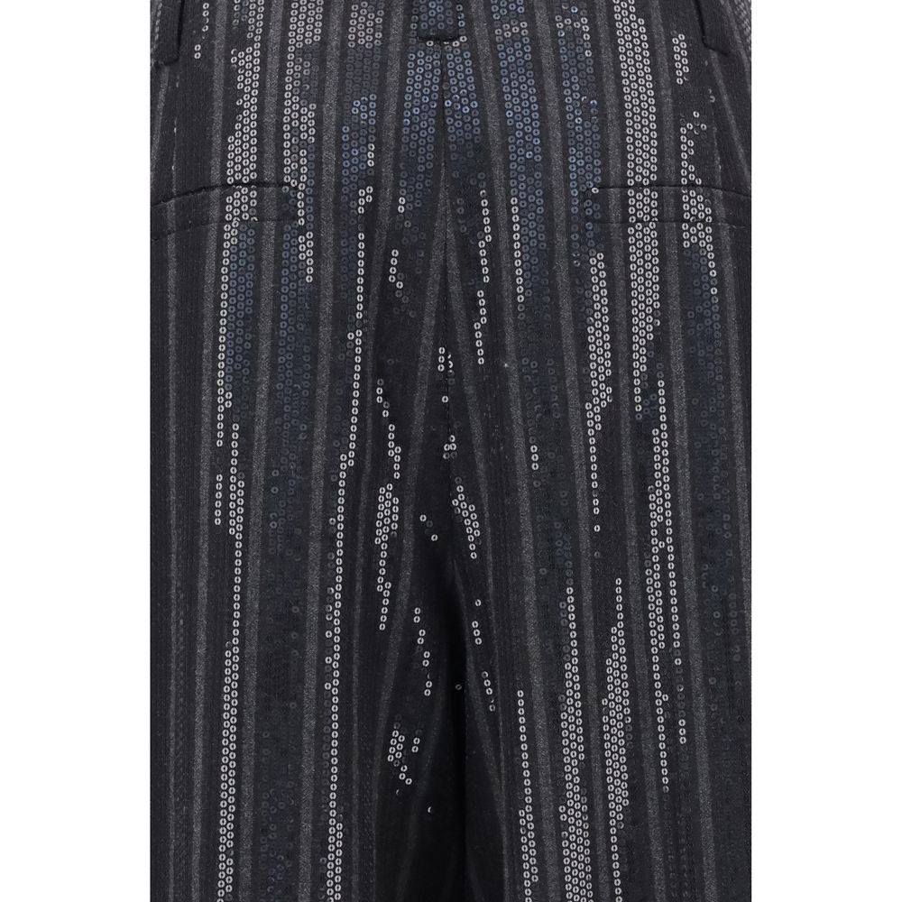 Brunello Cucinelli Pants with sequins in striped pattern, featuring elegant sequined design, part of AW24 collection, made in Italy.