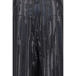 Brunello Cucinelli Pants with sequins in striped pattern, featuring elegant sequined design, part of AW24 collection, made in Italy.