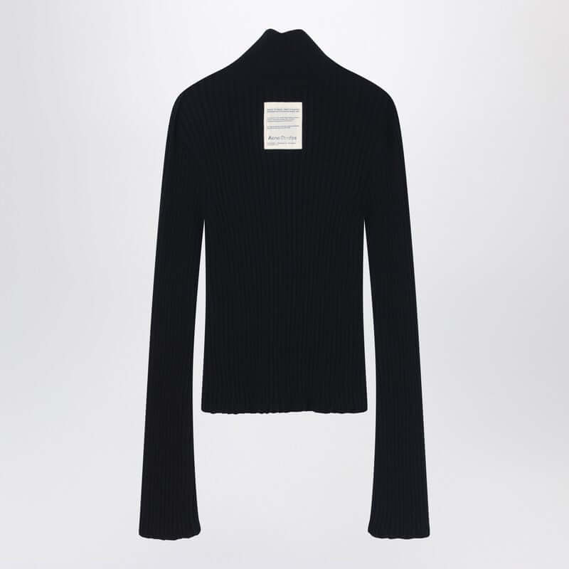 Acne Studios Black ribbed zip cardigan C60097CO/Q_ACNE-900_323