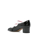 CAREL PARIS With Heel Black patent leather pumps with block heel and double buckle