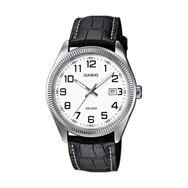CASIO COLLECTION Mod. DATE. LEATHER - WHITE. NUMBERS