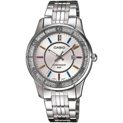 CASIO COLLECTION Mod. LADY DATE GLITTER BEZEL - WHITE WATCHES