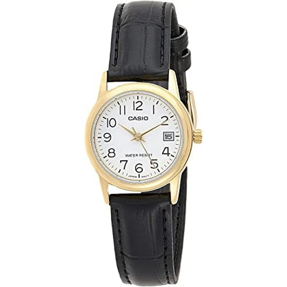 CASIO COLLECTION Mod. LADY DATE GOLD. LEATHER - WHITE WATCHES
