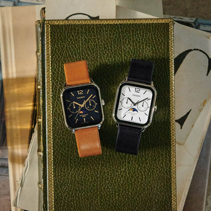 CASIO COLLECTION Mod. MOONPHASES LEATHER - BLACK WATCHES