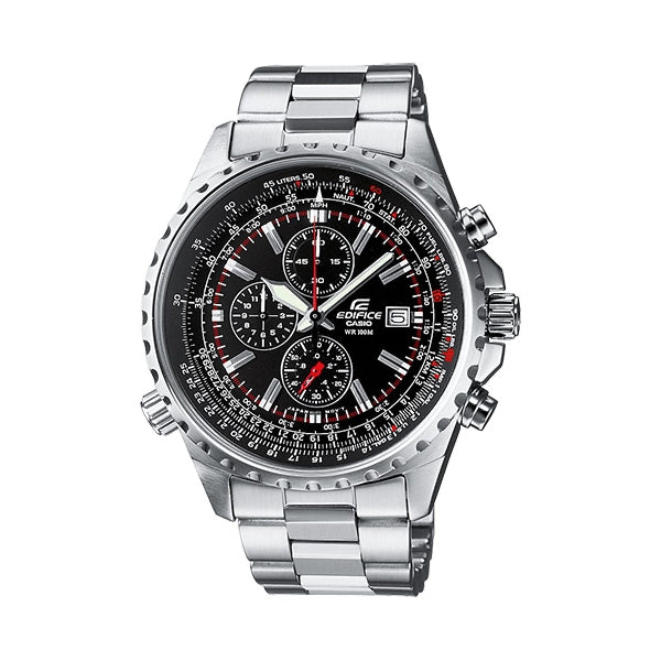 CASIO EDIFICE Mod. SLIDE RULE XL CHRONO - BLACK wristwatch with stainless steel case, chronograph, and quartz movement.