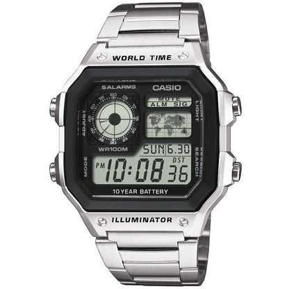CASIO SPORT Mod. DIVER - WORLD TIME ILLUMINATOR 5 ALARMS - FUTURE CLASSIC COLLECTION - SILVER STEEL