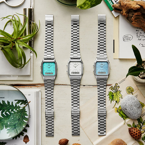 CASIO VINTAGE Mod. EDGY COLLECTION SUNRAY DIAL - LIGHT BLUE WATCHES