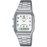 CASIO VINTAGE Mod. EDGY COLLECTION - White. numbers ***SPECIAL PRICE*** wristwatch with quartz ana-digit, water-resistant steel strap