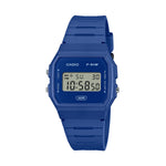 CASIO VINTAGE Mod. F-91 BIO RESIN STRAP - BLUE watch with blue resin strap, unisex, quartz movement, multifunctional, in official packaging.