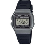 CASIO VINTAGE Mod. F-91 BIO RESIN STRAP - GREY wristwatch with digital display and resin strap, 3 ATM water resistance.