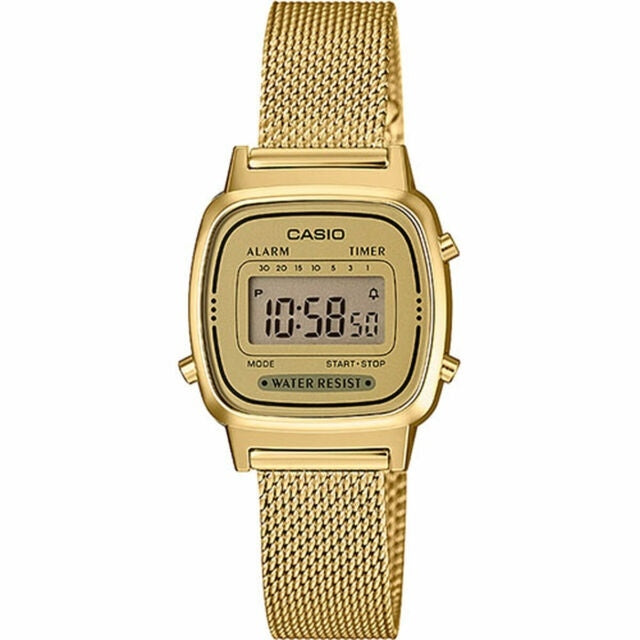 CASIO VINTAGE Mod. ICONIC MINI STEEL - GOLD MESH unisex wristwatch with gold mesh strap and quartz movement in official box.