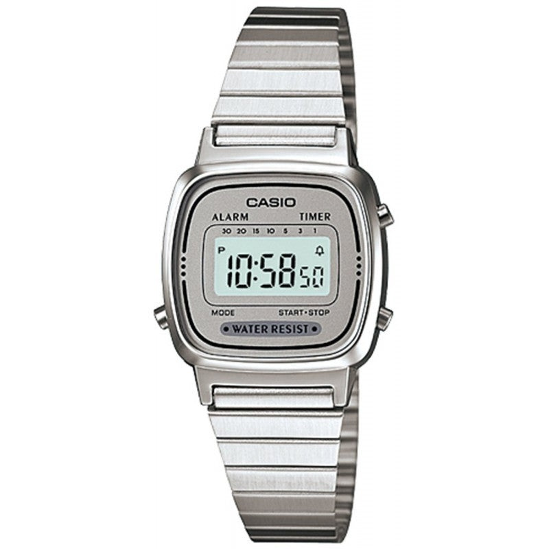 CASIO VINTAGE Mod. ICONIC MINI STEEL - LIGHT GREY wristwatch with 3 ATM water resistance and quartz movement for ladies.
