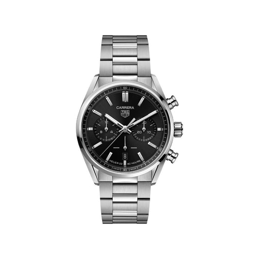 TAG HEUER Mod. CARRERA CAL. HEUER 02 stainless steel wristwatch with sapphire dial, automatic chronograph, Swiss made, gent's watch.
