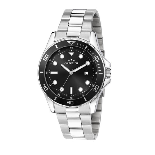 CHRONOSTAR MOD. R3753291004 gent wristwatch with silver case, quartz movement, and mineral dial.