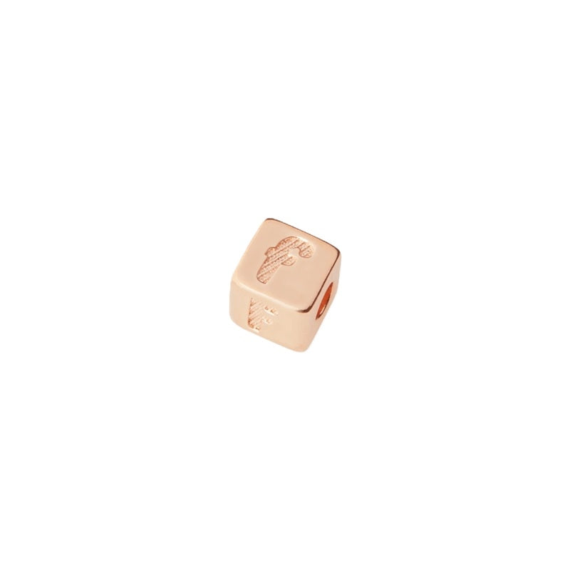 Rose gold jewelry cube bead COMPONENTI DODO MOD. DUC1005BAMGLDBR9R with engraved design.