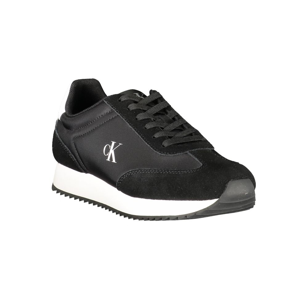 Calvin Klein Black Leather Women Sneaker with logo and sporty design