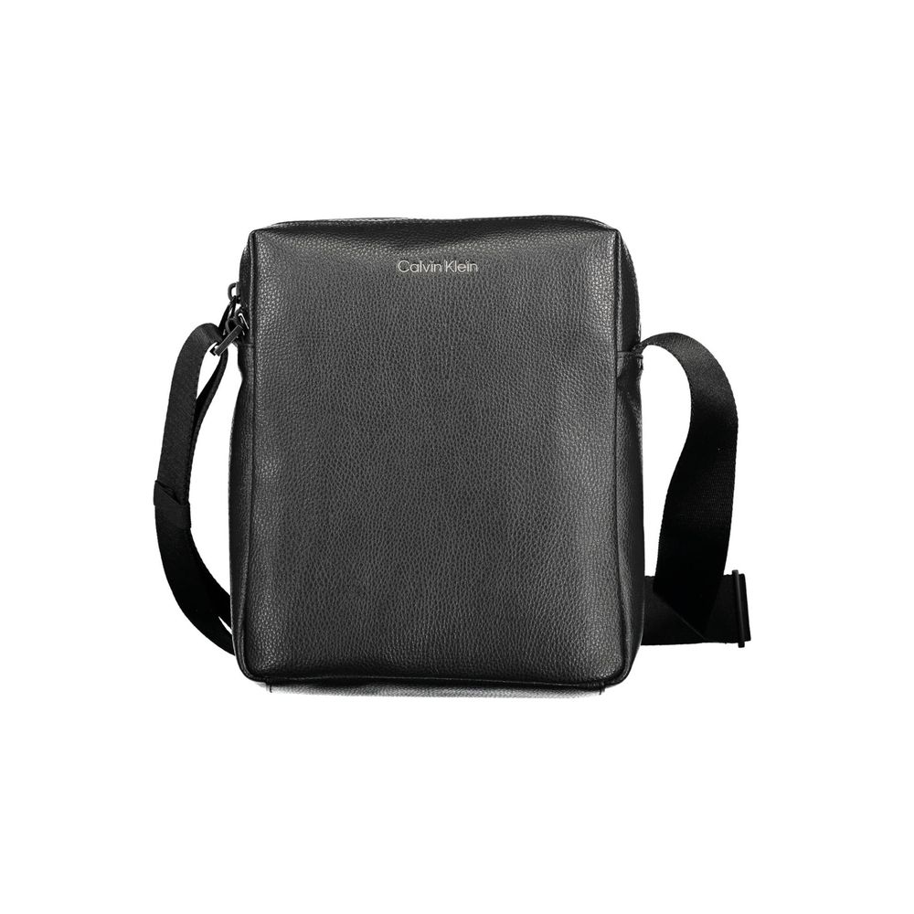 Calvin Klein Black Polyester Men Shoulder Bag with adjustable strap and eco-friendly design.