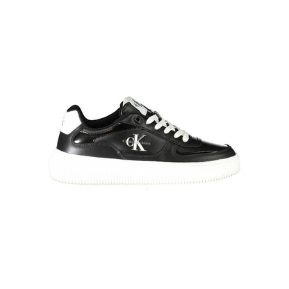 Calvin Klein Black Polyester Sneaker with contrast details, sports shoe design, logo print, made of recycled thermoplastic rubber.