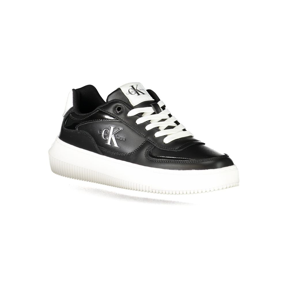 Calvin Klein Black Polyester Sneaker with laces, contrast details, logo, and 50% recycled thermoplastic rubber sole