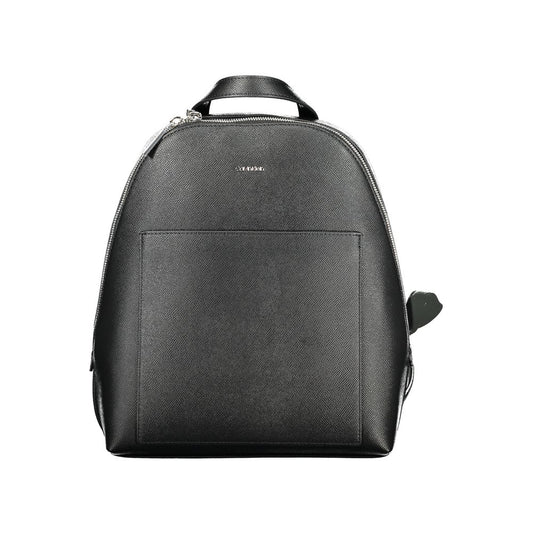 Calvin Klein Black Polyethylene Backpack with handle, adjustable straps, external and internal pockets, and zip closure.
