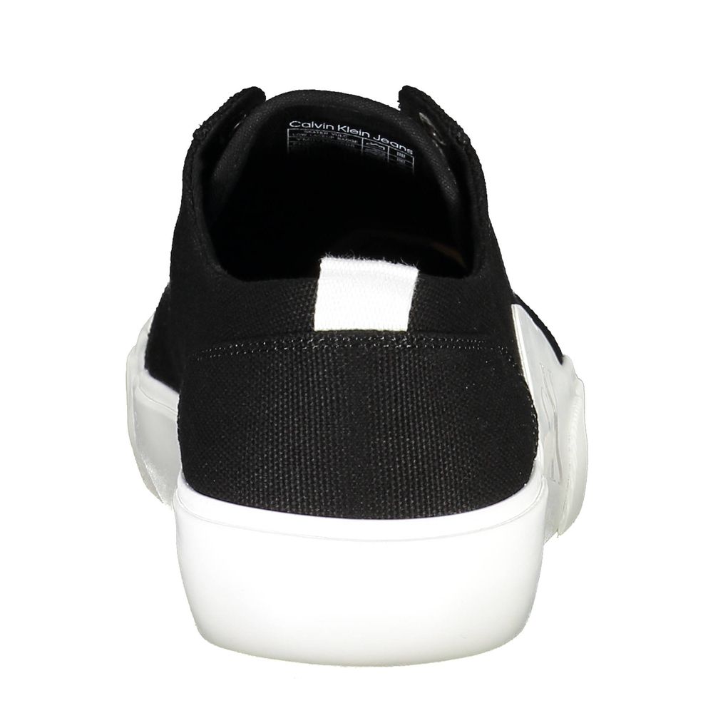 Back view of Calvin Klein Black Recycled Material Men Sneaker with contrasting details.