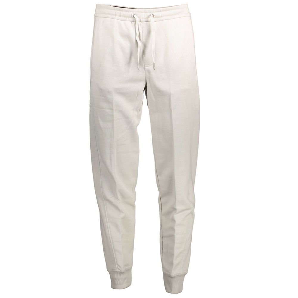 Calvin Klein Gray Cotton Pant with elastic waist, laces, 3 pockets, print, and logo.