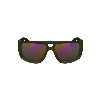 Calvin Klein Green Plastic Men Sunglass with square lenses and green tint, ideal for stylish sun protection and modern fashion statement.