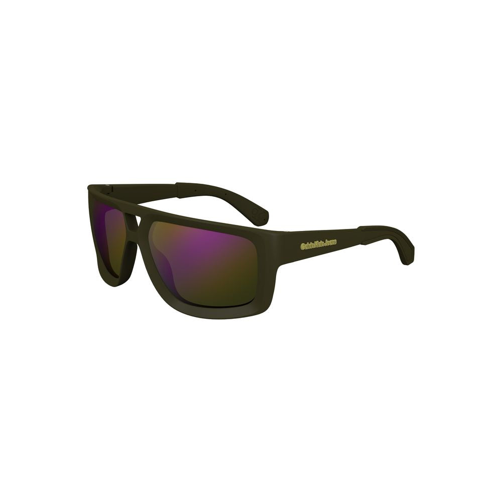 Calvin Klein Green Plastic Men Sunglass with green square lenses and durable frame, perfect for fashion-forward individuals.